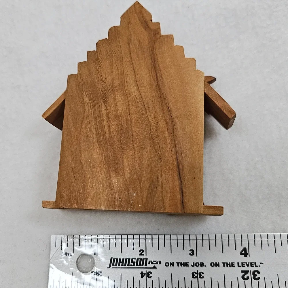 Handcrafted‎ Olive Wood Nativity Scene Stable Silhouette Christmas Decor 4.5